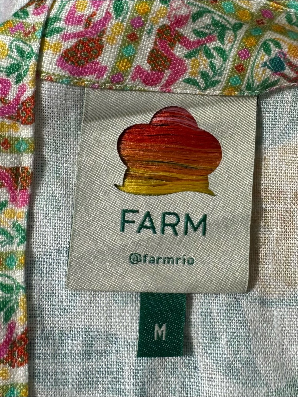 FARM Rio Tropical Sleeveless Blouse, Scalloped Embroidered trim, Open back Sz M - Picture 7 of 8